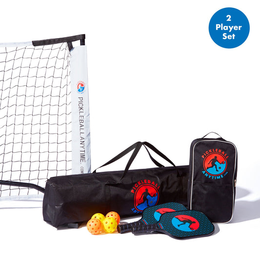 2 - Player Paddles, Net and Balls Set - Pickleball Anytime