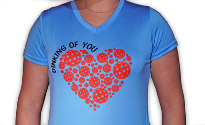 Pickleball Anytime Womens Activewear V-Neck "Dinking of You" T-Shirt